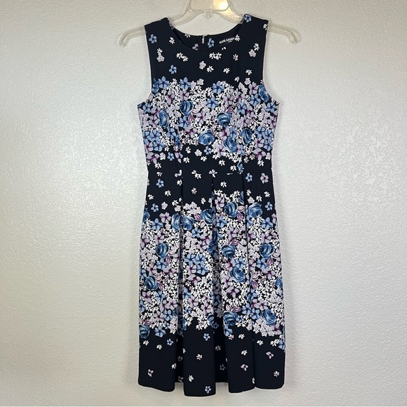 Karl Lagerfeld Dresses & Skirts - Karl Lagerfeld Black Purple Blue Floral Sleeveless Fit & Flare Dress size 4